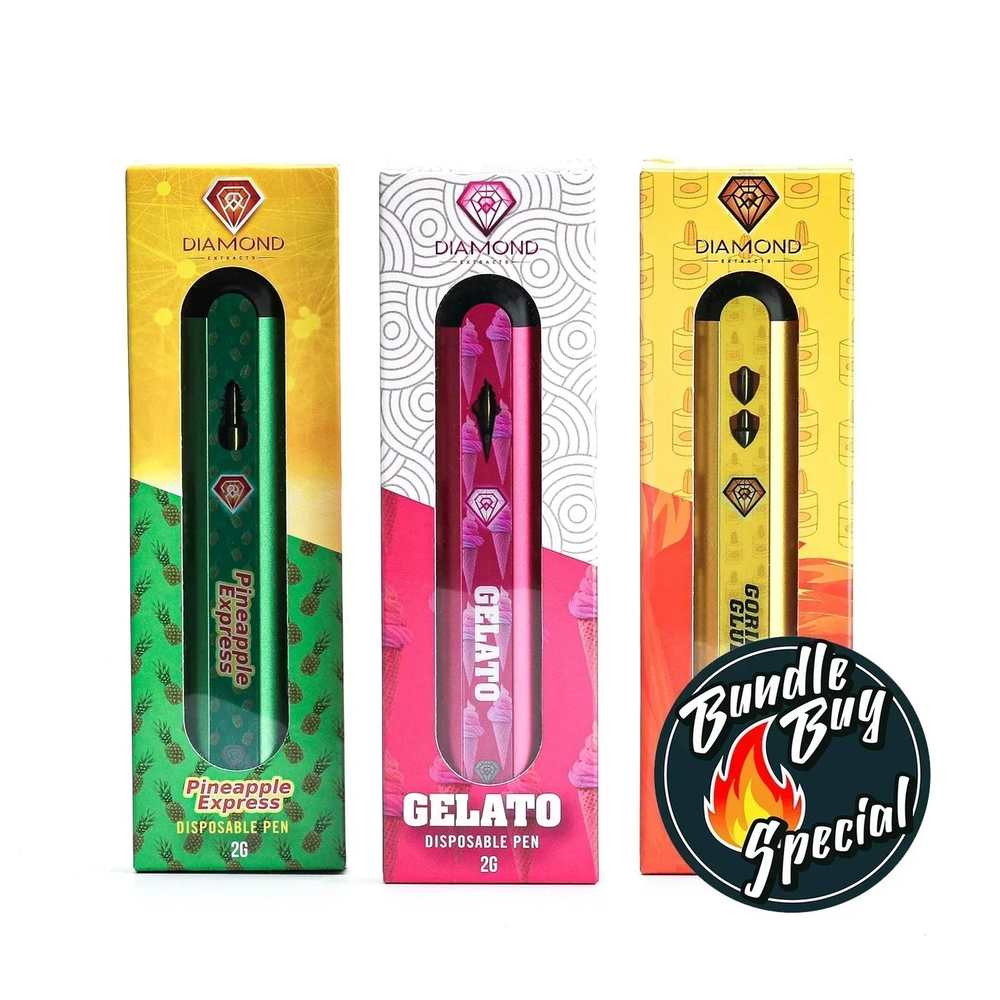Pack de 3 : Vapes Diamond 2 g THC