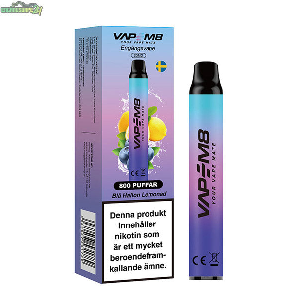 VapeM8 VM800 Mesh – Blå Hallon Lemonad 20mg 800 Puffar