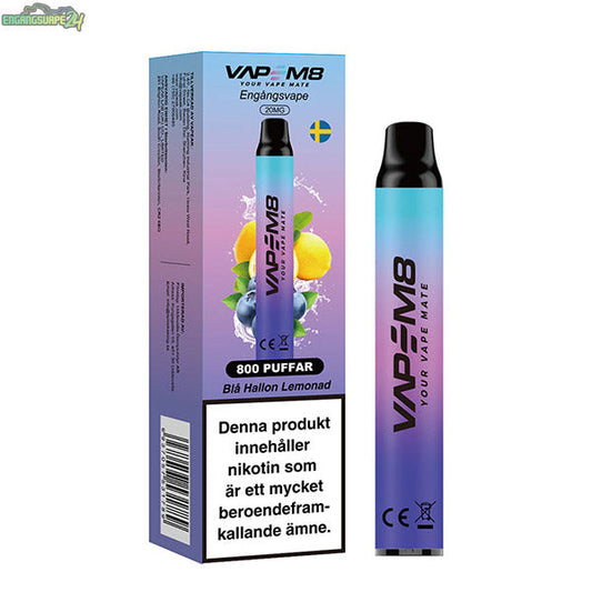 VapeM8 VM800 Mesh – Blå Hallon Lemonad 20mg 800 Puffar