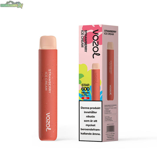 Vozol Star 600 MESH Strawberry Ice Cream 20mg 600 Puffar
